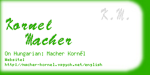 kornel macher business card